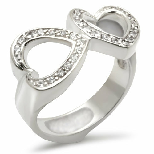 30235 - High-Polished 925 Sterling Silver Ring with AAA Grade CZ in