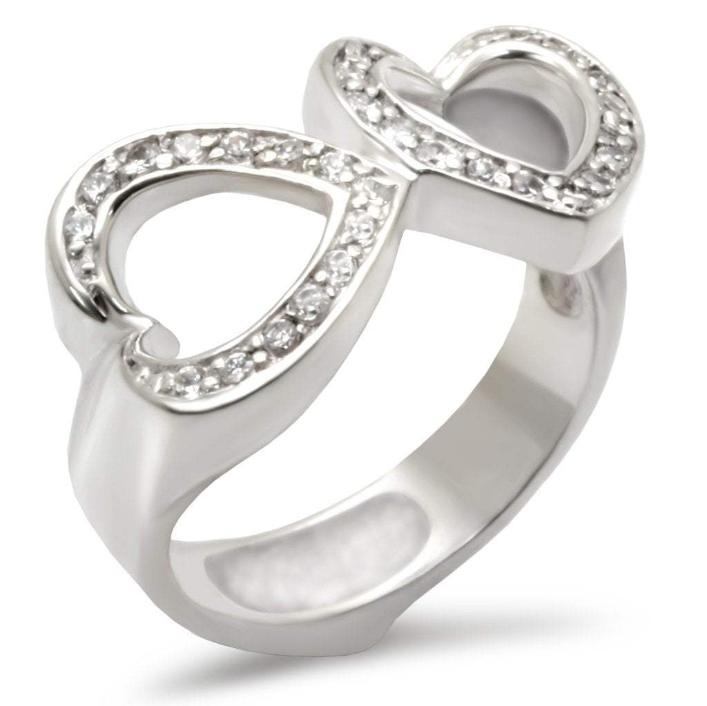 30235 - High-Polished 925 Sterling Silver Ring with AAA Grade CZ in