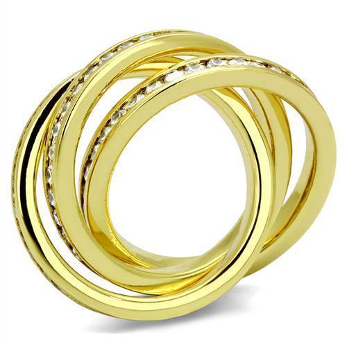 3W1330 - Gold Brass Ring with AAA Grade CZ in Clear
