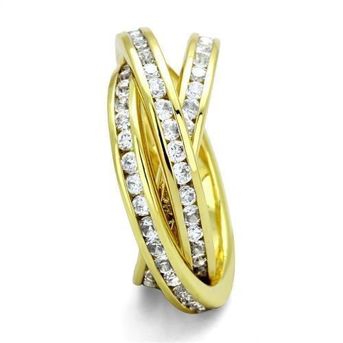 3W1330 - Gold Brass Ring with AAA Grade CZ in Clear