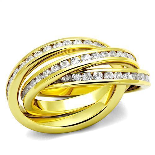 3W1330 - Gold Brass Ring with AAA Grade CZ in Clear