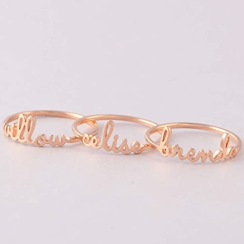 Stackable Name Ring, Stackable Mother Rings, Minimalist Ring, Mom Ring