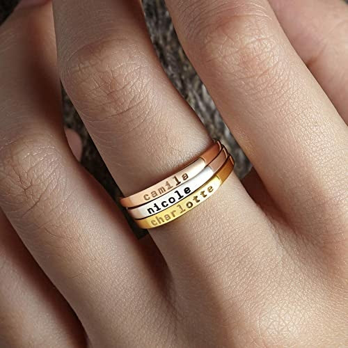 Stackable Mom Rings, Mother Ring, Stacking Rings Name, Kids Name Ring