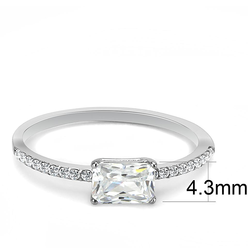 DA009 - High polished (no plating) Stainless Steel Ring with Cubic in