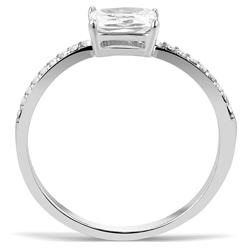 DA009 - High polished (no plating) Stainless Steel Ring with Cubic in
