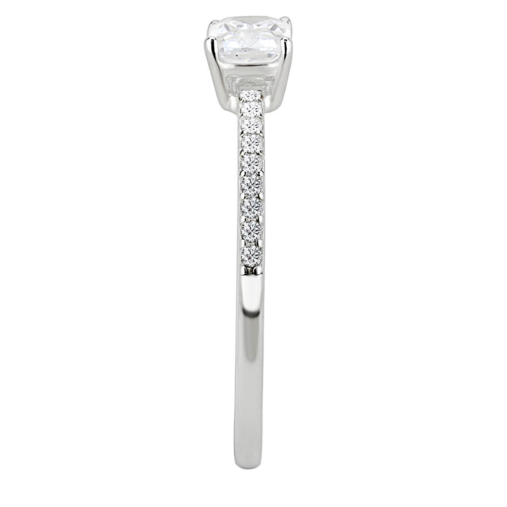 DA009 - High polished (no plating) Stainless Steel Ring with Cubic in