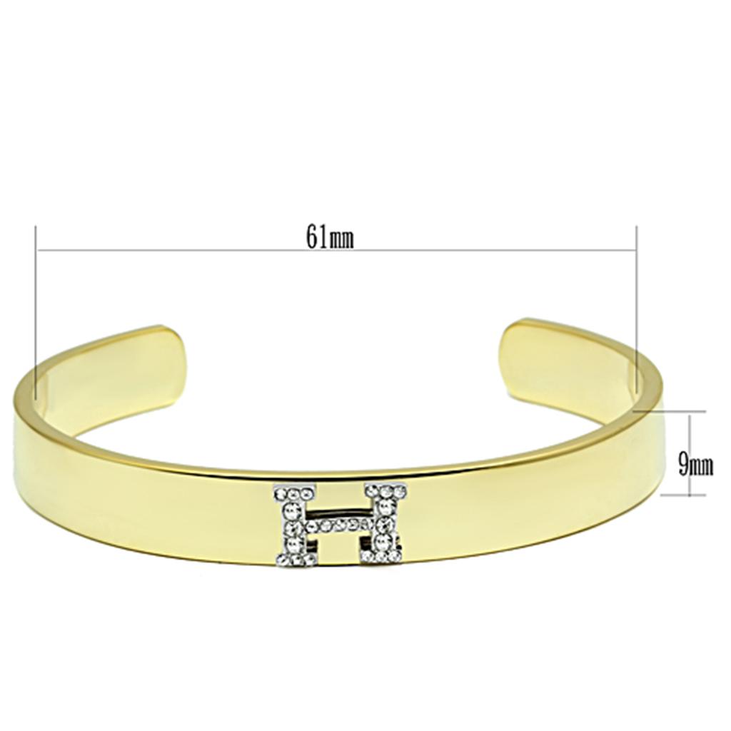 LO2577 - Gold+Rhodium White Metal Bangle with Top Grade Crystal in