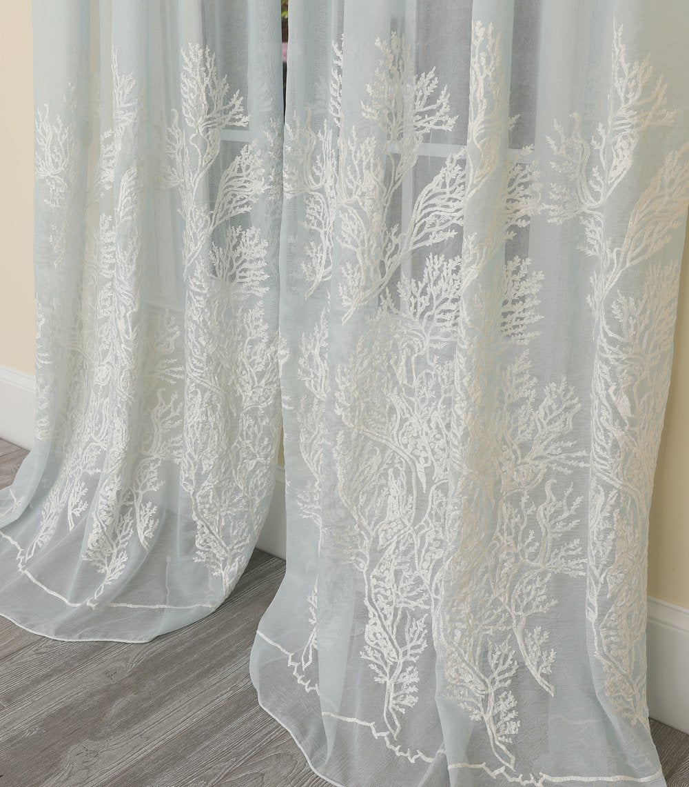 ML19150 Vivid Ocean Coral Semi Sheer Curtain
