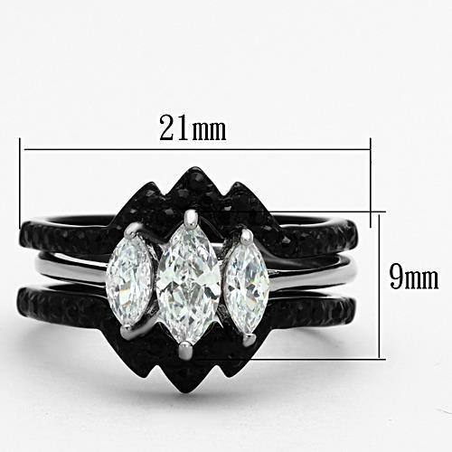 TK1347 - Two-Tone IP Black Stainless Steel Ring with AAA Grade CZ in