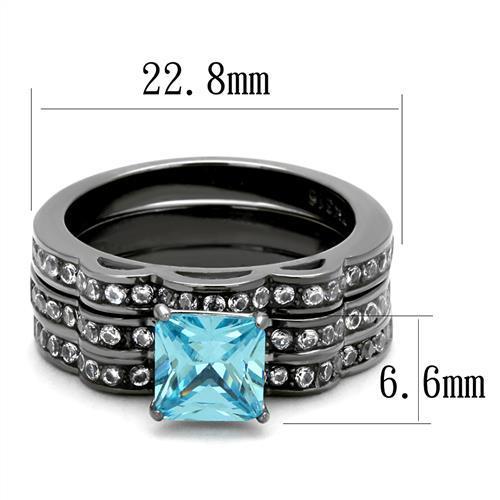 TK2748 - IP Light Black (IP Gun) Stainless Steel Ring with AAA Grade