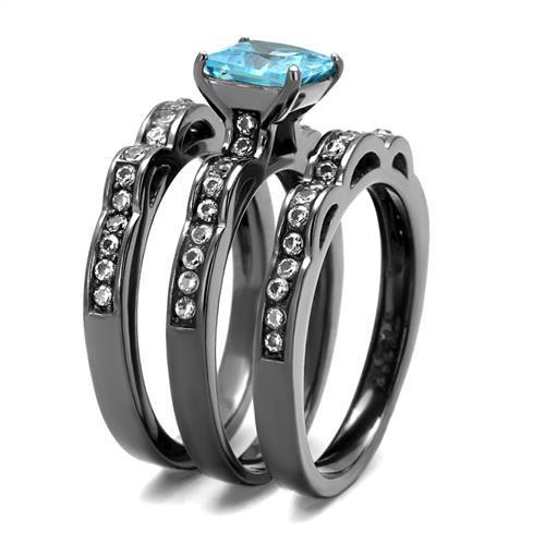 TK2748 - IP Light Black (IP Gun) Stainless Steel Ring with AAA Grade
