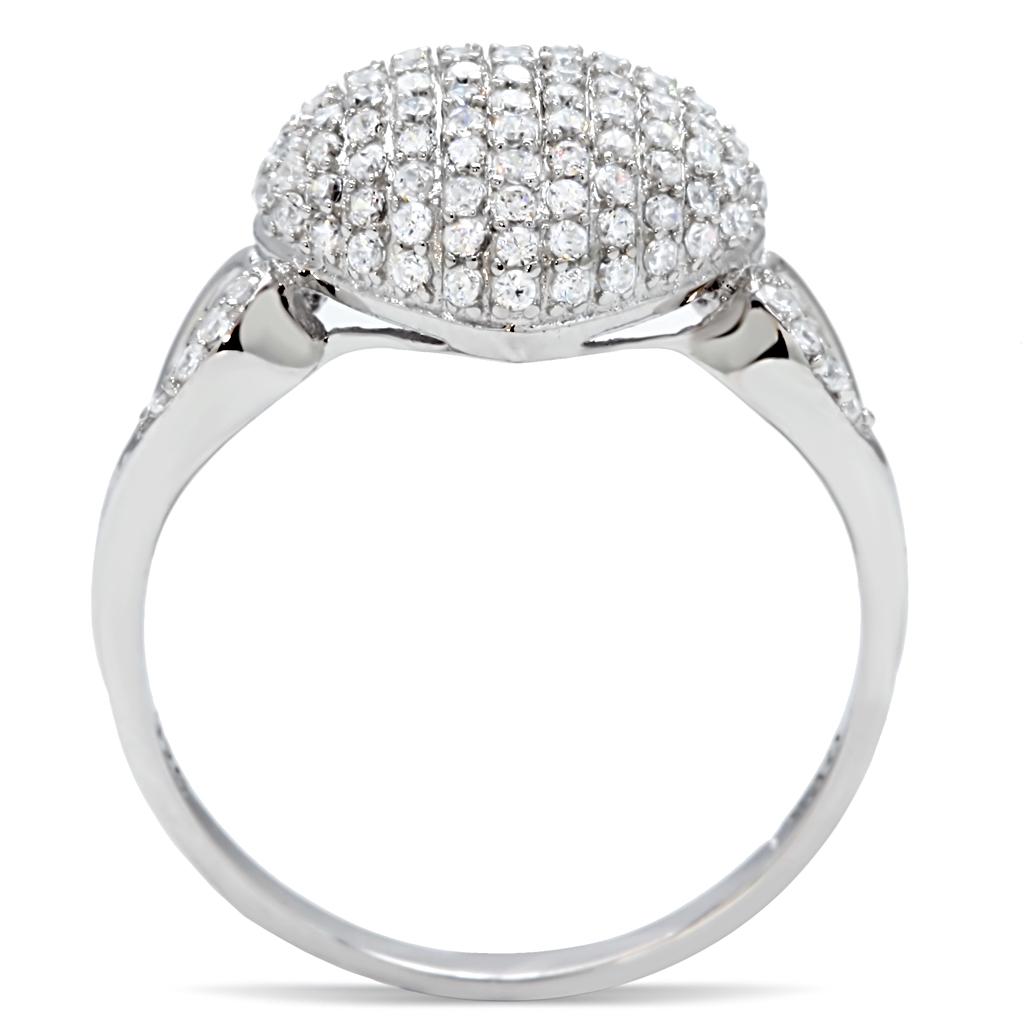 TS017 - Rhodium 925 Sterling Silver Ring with AAA Grade CZ in Clear