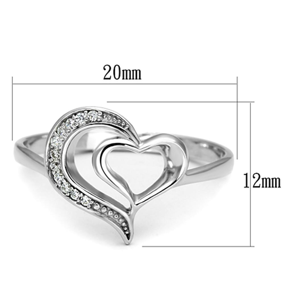 TS093 - Rhodium 925 Sterling Silver Ring with AAA Grade CZ in Clear