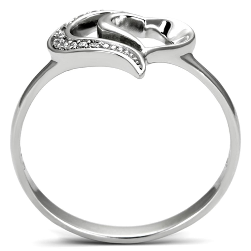 TS093 - Rhodium 925 Sterling Silver Ring with AAA Grade CZ in Clear