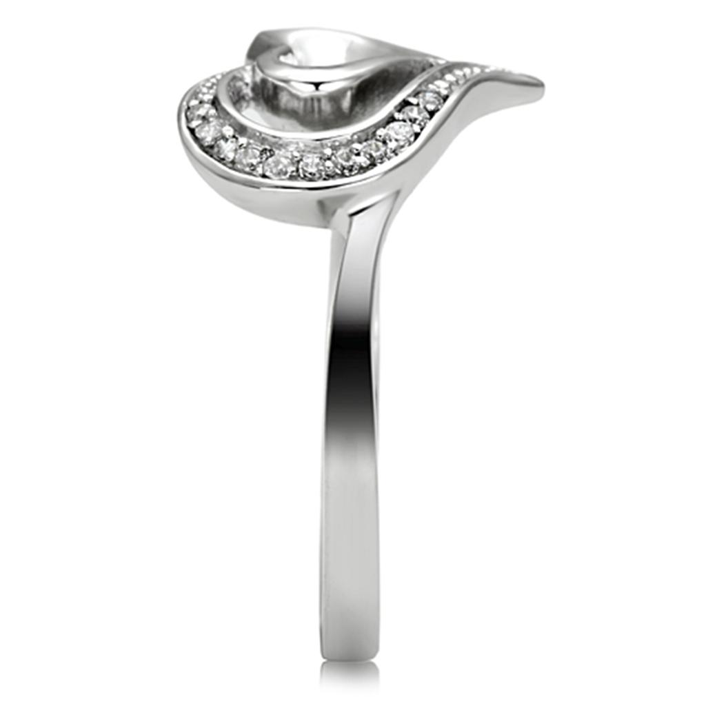 TS093 - Rhodium 925 Sterling Silver Ring with AAA Grade CZ in Clear