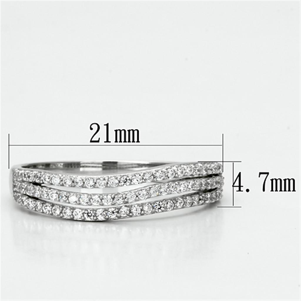 TS135 - Rhodium 925 Sterling Silver Ring with AAA Grade CZ in Clear