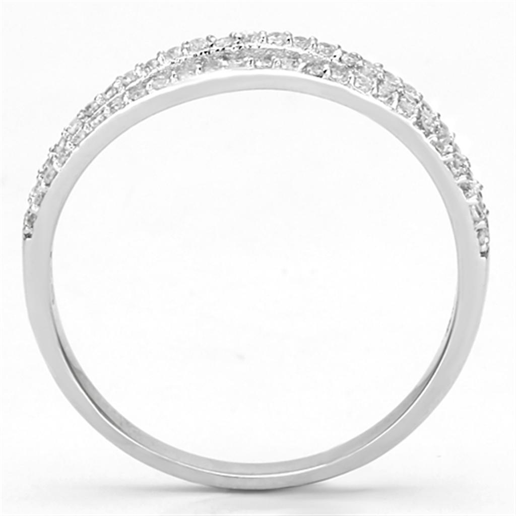 TS135 - Rhodium 925 Sterling Silver Ring with AAA Grade CZ in Clear