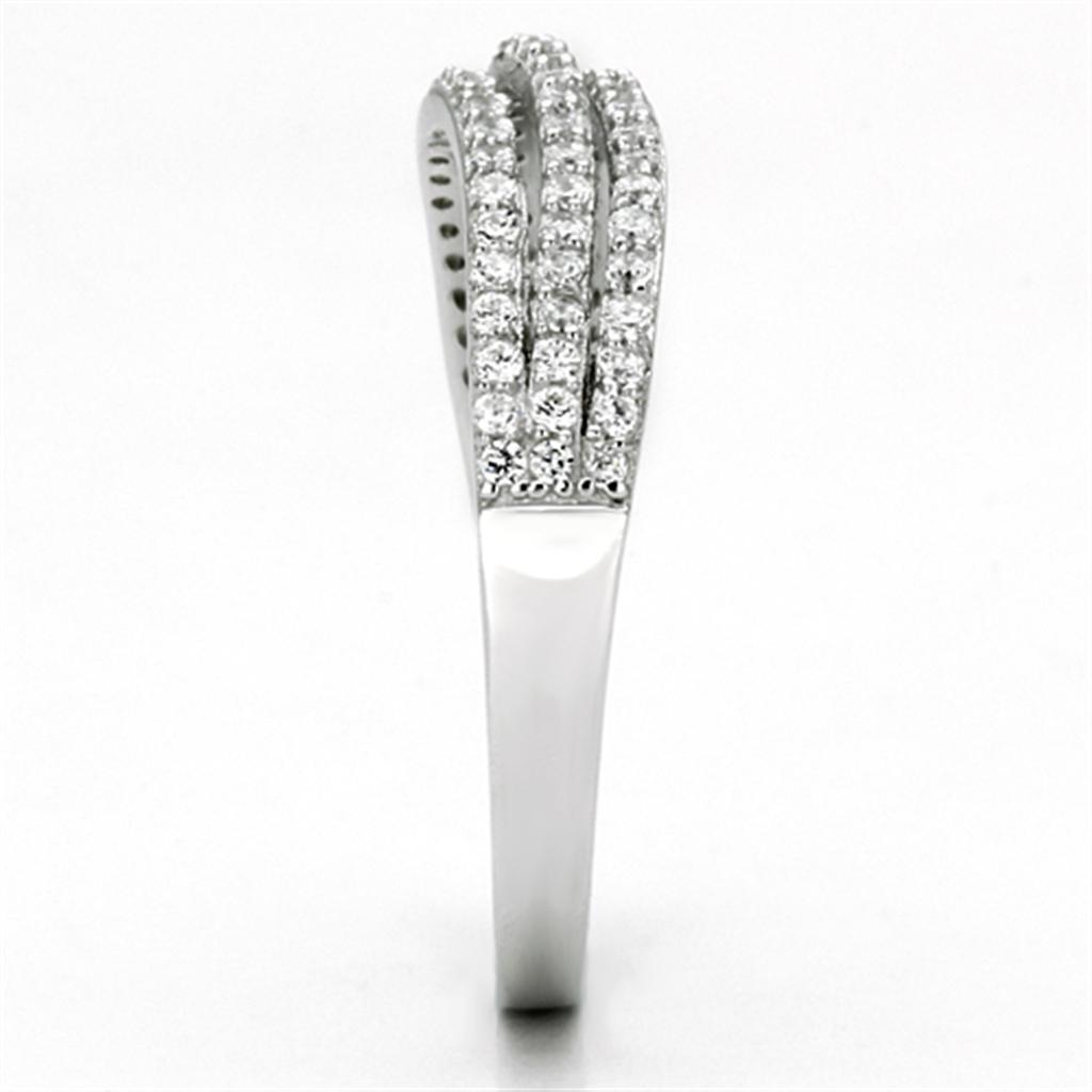 TS135 - Rhodium 925 Sterling Silver Ring with AAA Grade CZ in Clear