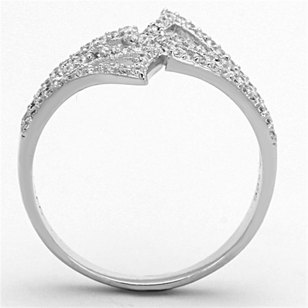 TS152 - Rhodium 925 Sterling Silver Ring with AAA Grade CZ in Clear