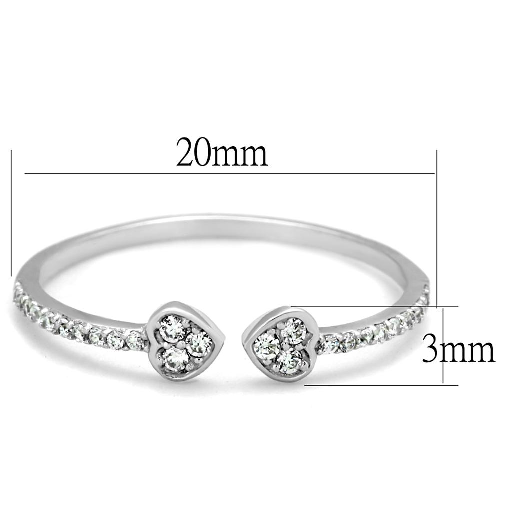 TS205 - Rhodium 925 Sterling Silver Ring with AAA Grade CZ in Clear
