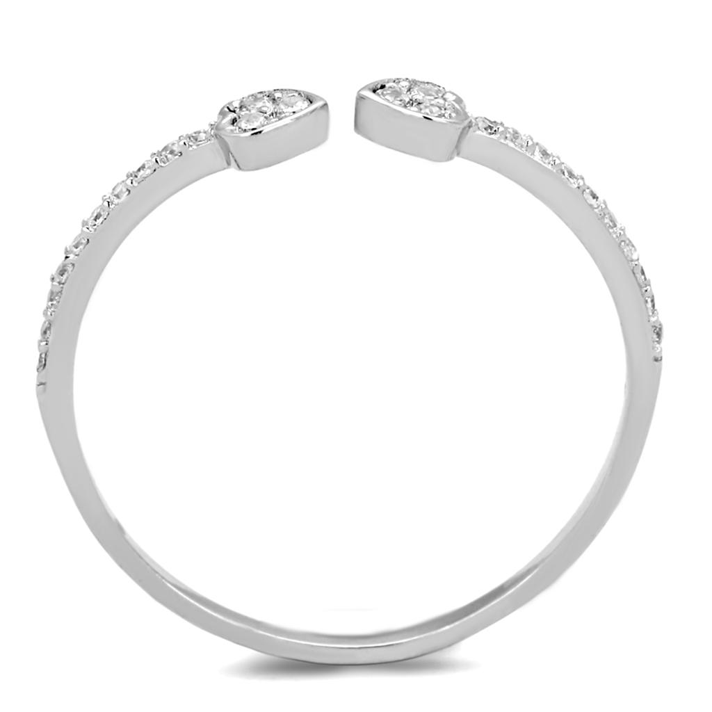 TS205 - Rhodium 925 Sterling Silver Ring with AAA Grade CZ in Clear