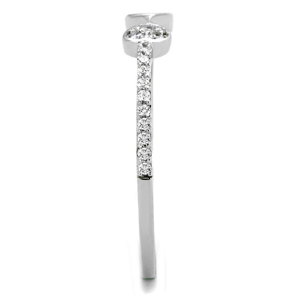 TS205 - Rhodium 925 Sterling Silver Ring with AAA Grade CZ in Clear
