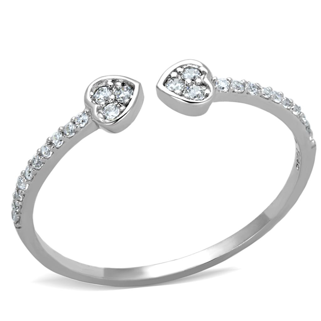 TS205 - Rhodium 925 Sterling Silver Ring with AAA Grade CZ in Clear