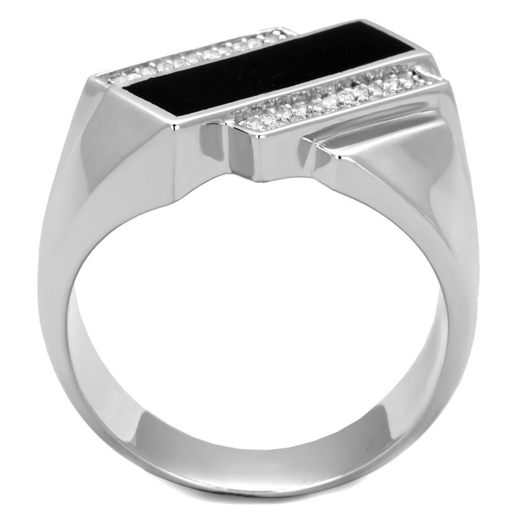 TS218 - Rhodium 925 Sterling Silver Ring with AAA Grade CZ in Clear