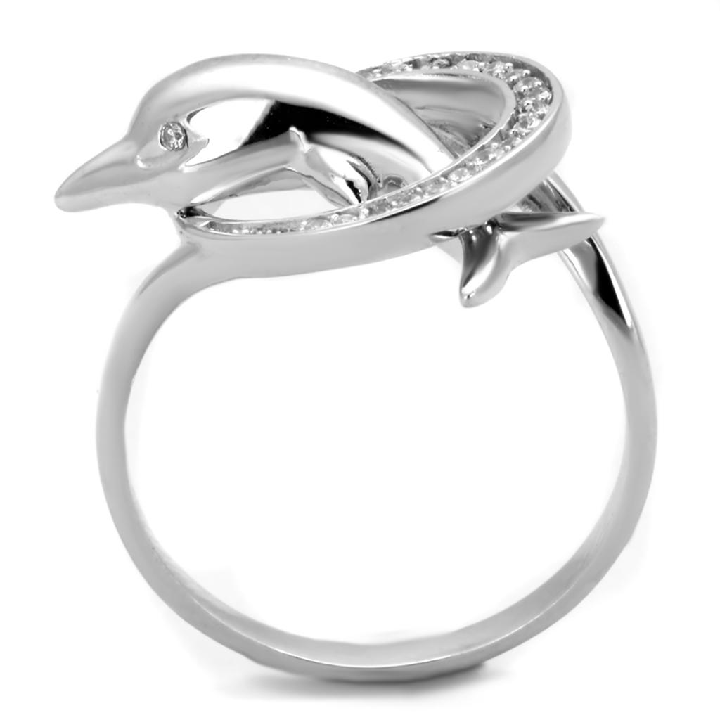 TS343 - Rhodium 925 Sterling Silver Ring with AAA Grade CZ in Clear
