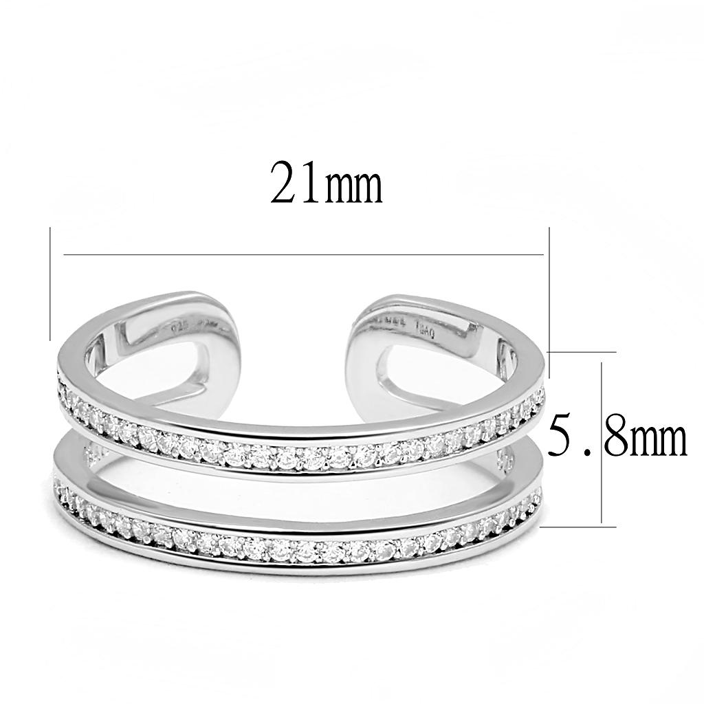 TS605 - Rhodium 925 Sterling Silver Ring with AAA Grade CZ in Clear