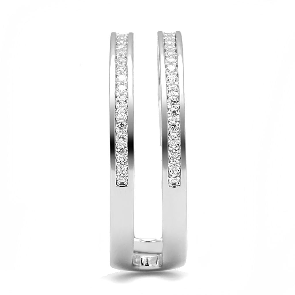 TS605 - Rhodium 925 Sterling Silver Ring with AAA Grade CZ in Clear