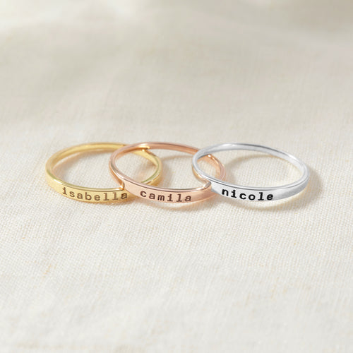 Stackable Mom Rings, Mother Ring, Stacking Rings Name, Kids Name Ring