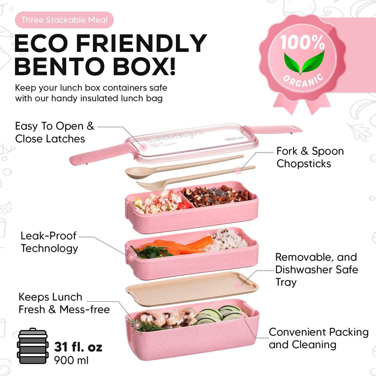 TARLINI Bento Box Lunch Containers Portable Microwave Japanese Bento