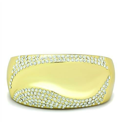LO2155 - Flash Gold White Metal Bangle with Top Grade Crystal in