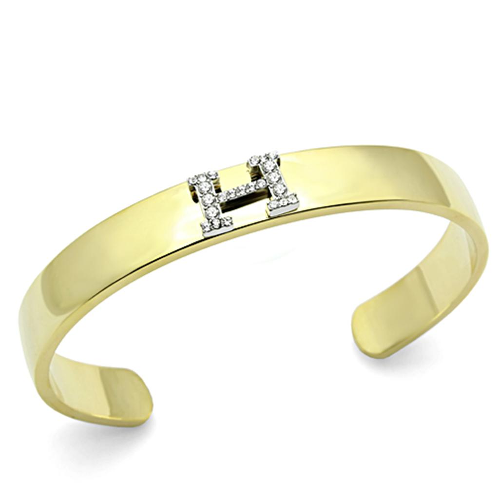 LO2577 - Gold+Rhodium White Metal Bangle with Top Grade Crystal in
