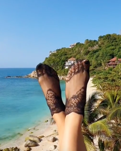 TERESA black lace socks for women