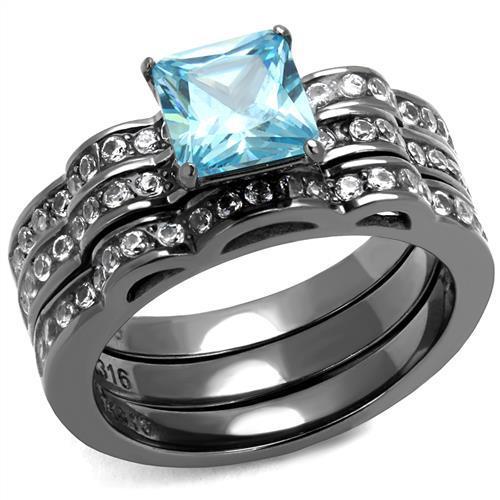 TK2748 - IP Light Black (IP Gun) Stainless Steel Ring with AAA Grade