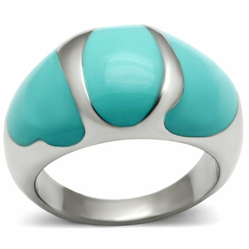 TK509 - High polished (no plating) Stainless Steel Ring with Epoxy in