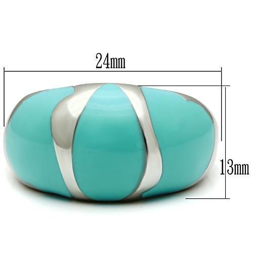 TK509 - High polished (no plating) Stainless Steel Ring with Epoxy in