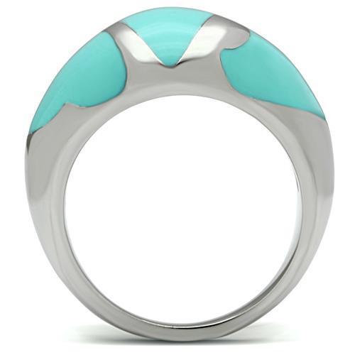 TK509 - High polished (no plating) Stainless Steel Ring with Epoxy in