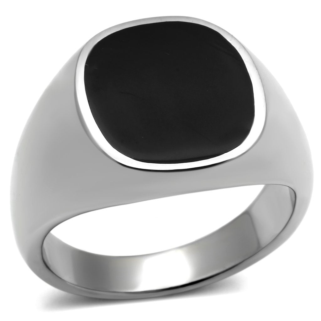 TK595 - High polished (no plating) Stainless Steel Ring with Epoxy in