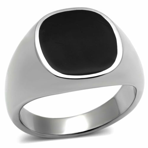 TK595 - High polished (no plating) Stainless Steel Ring with Epoxy in