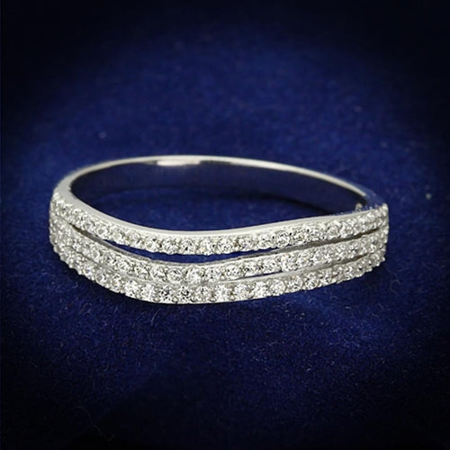TS135 - Rhodium 925 Sterling Silver Ring with AAA Grade CZ in Clear