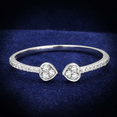 TS205 - Rhodium 925 Sterling Silver Ring with AAA Grade CZ in Clear