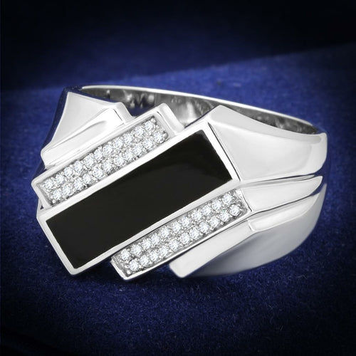 TS218 - Rhodium 925 Sterling Silver Ring with AAA Grade CZ in Clear