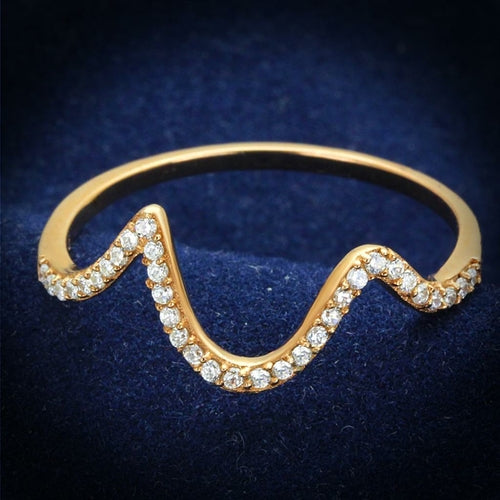TS280 - Rose Gold 925 Sterling Silver Ring with AAA Grade CZ in Clear