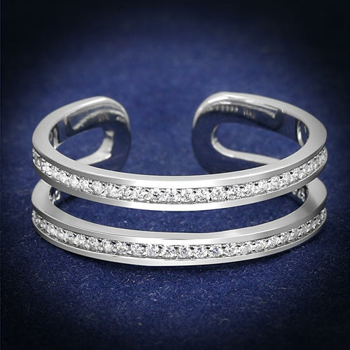 TS605 - Rhodium 925 Sterling Silver Ring with AAA Grade CZ in Clear