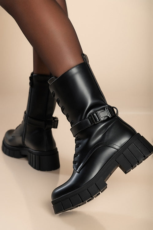 Lace-up ankle boots, U8BAX2078254, black