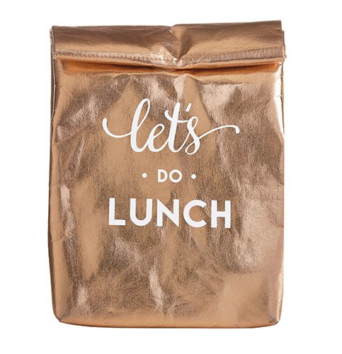 Let's Do Lunch Washable Paper Insulated Bag in Rose Gold