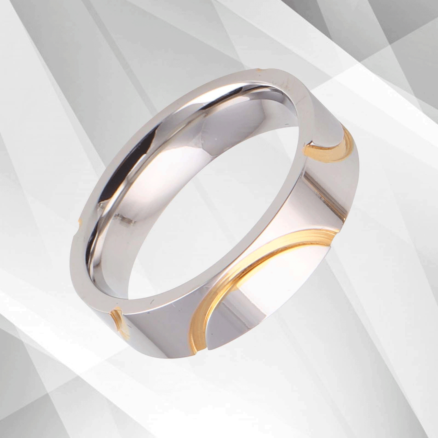 Men’s 6mm Flat Titanium 18Ct White And Yellow Gold Over Engagement